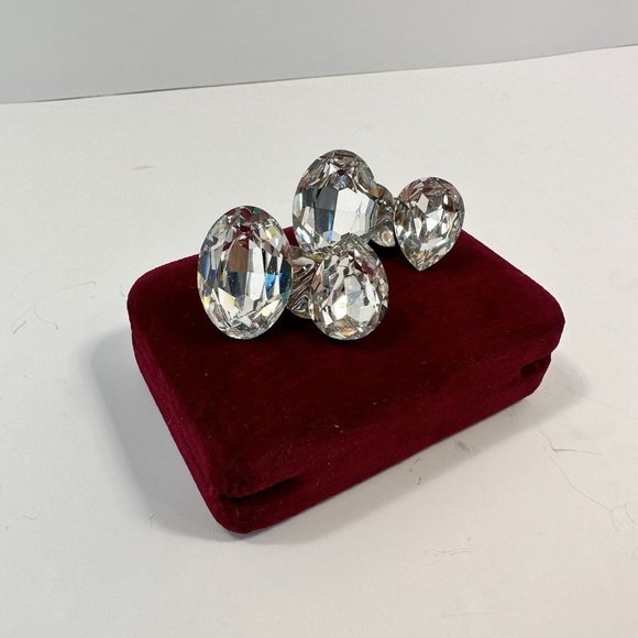 Vintage Womens Chunky Glass Dangle Drop Clip On Earrings - Picture 1 of 4